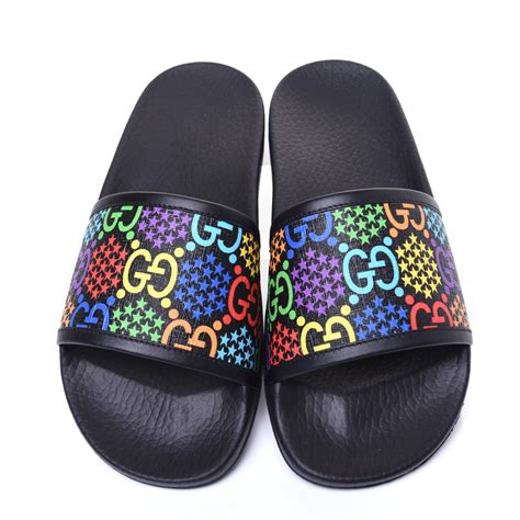 multicolor gucci slides